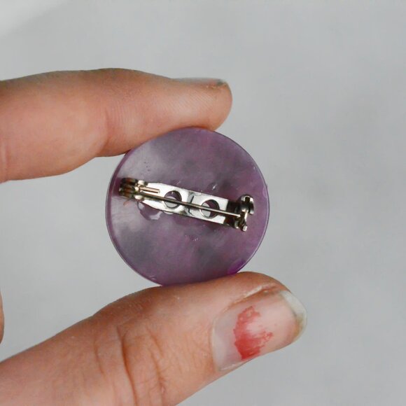 Purple Spotted Button Pin - Picture 2 of 4